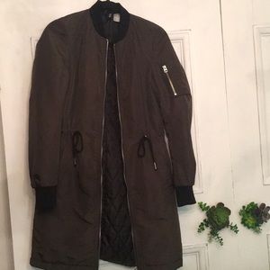 H&M divided long bomber trench coat